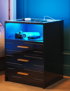 Lvifur LED Nightstand with Wireless Charging Station