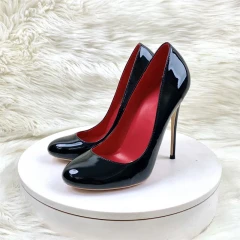 Women's Shoes Round Toe High Heels Pumps Ladies Red Interior