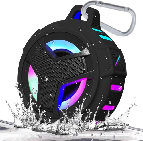 Bluetooth Shower Speaker, Portable Bluetooth Speakers, IP67 Waterproof Wireless Speaker with LED Light, Floating, 2000mAh