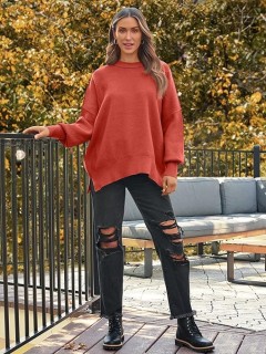 Women's Crewneck Batwing Long Sleeve Sweaters