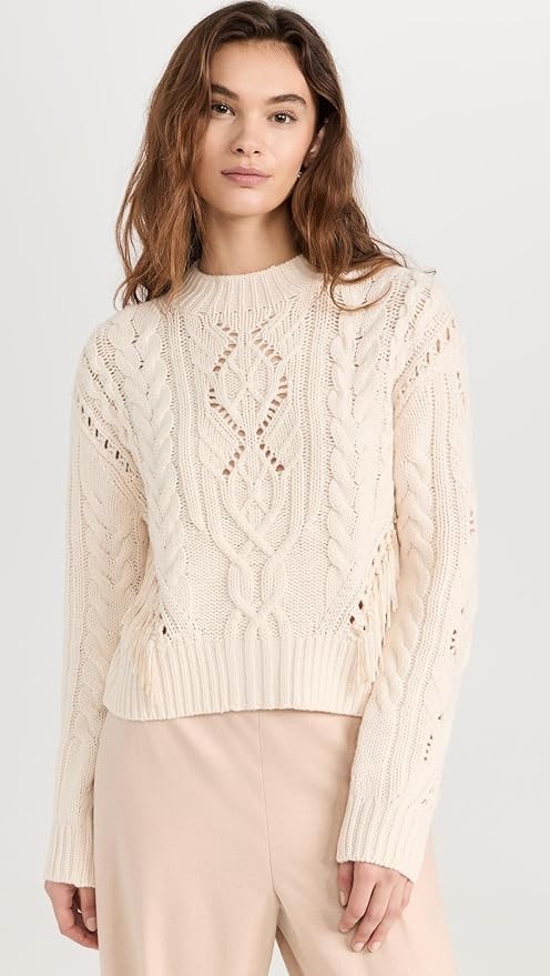 Vince Women's Fringe Cable Sweater