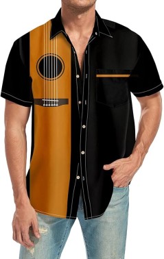 Hawaiian Bowling Shirts for Men Short Sleeve Printed Regular Fit Summer Beach Casual Button Down Aloha Shirts