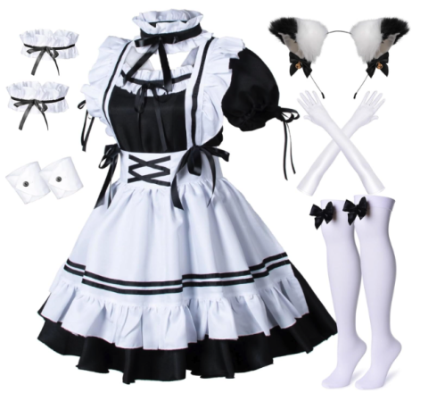 Anime French Maid Apron Lolita Fancy Dress Cosplay　Size :S -5XL