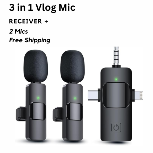 3 in 1 Wireless mic and receiver set with noise reduction technology