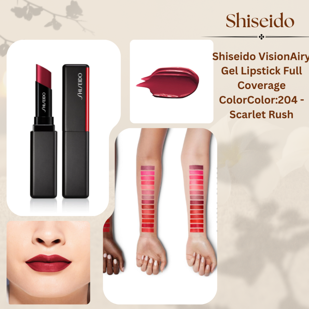 Shiseido VisionAiry Gel Lipstick Full Coverage ColorColor:204 - Scarlet Rush