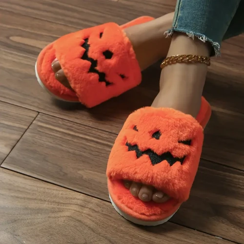 Soft Pumpkin Slippers Jackolantern