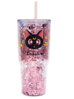 Sailor Moon Luna and Artemis Glitter Travel Tumbler