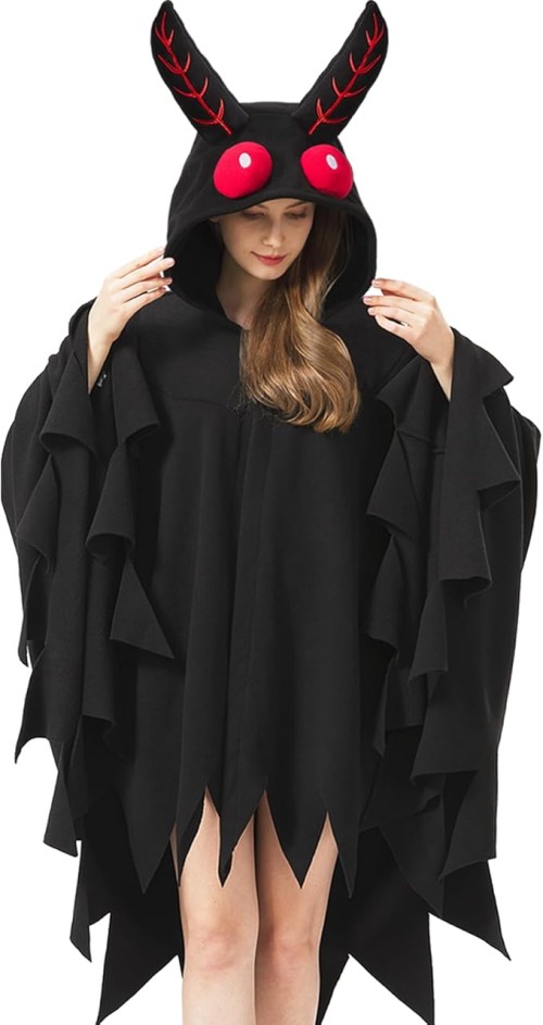 Mothman Costume Mothman Cosplay Hooded Cape Halloween Christmas Costume for Women and Men