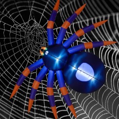 ATDAWN 8 Ft Halloween Inflatable Spider, Giant Blow Up Spider with LED Lights (Black & Purple & Orange)