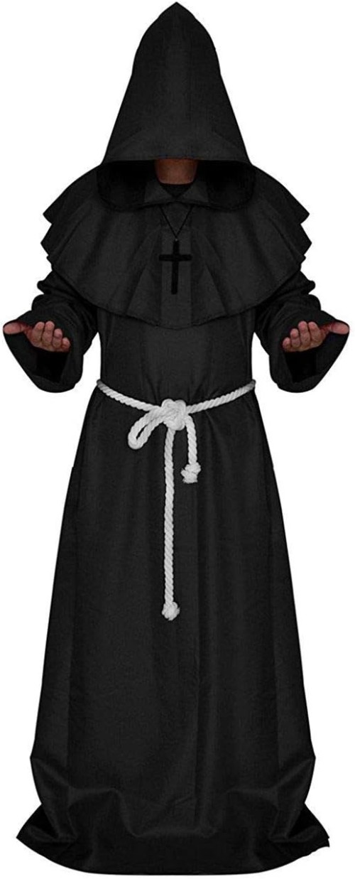 LHJ Friar Medieval Hooded Monk Renaissance Priest Robe Costume Cosplay