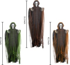 FUNPENY 3 Pack Hanging Ghost Outdoor Halloween Decorations, One 53.2" and Two 43.3" Hanging Skeleton Ghost Reapers for Halloween Haunted House Props Party Supplies Yard Outdoor Indoor Decor