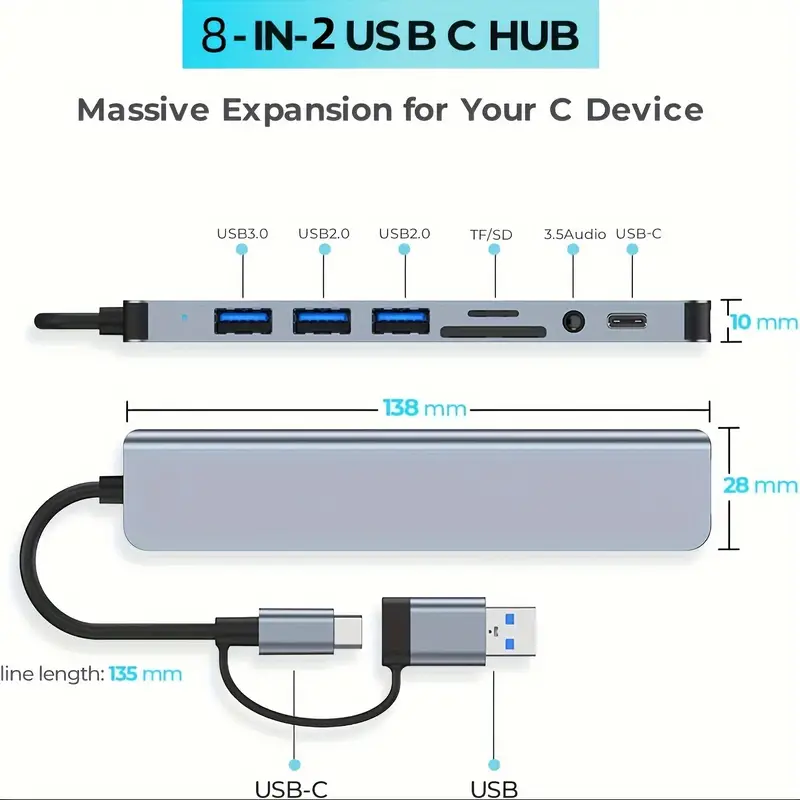 USB C Hub for Mac or Windows Devices