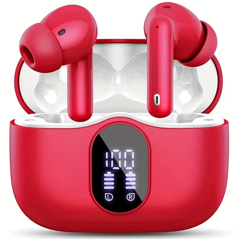 Wireless 5.3 Earbuds with Bass Stereo, Noise-Canceling Mic, LED Display & 36-Hour Playback