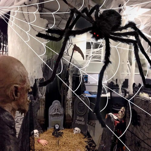 200" Halloween Spider Web + 59" Giant Spider Decorations Fake Spider with Triangular Huge Spider Web for Indoor Outdoor Halloween Decorations Yard Home Costumes Parties Haunted House Décor