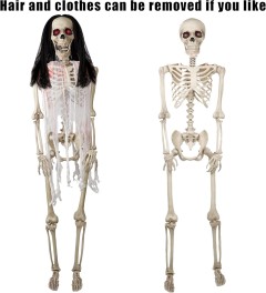 DR.DUDU Halloween Skeleton 5.4 Ft Full Body Posable Joints, Realistic Life Size Bones Haunted House Prop Accessories, Spooky Decorations for Party Indoor Outdoor