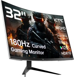 KTC 32 inch Curved Gaming Monitor, 165Hz 1ms MPRT, 2K 1440P 144Hz Monitor, 1500R HVA Display, FreeSync Premium, HDR, 120% sRGB, DisplayPort/HDMI/USB, Vesa Support 3.9x3.9'', PC Monitor for Gamers