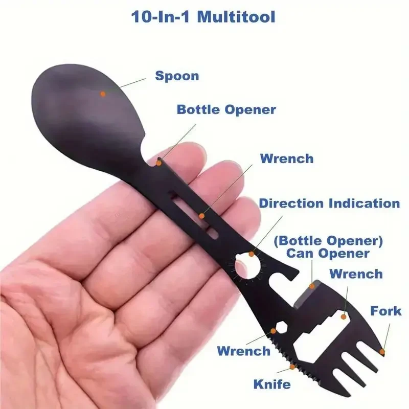 10-in-1 Stainless Steel Camping Spork Tool