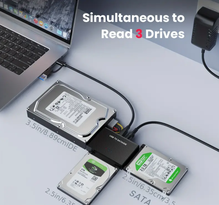 Universal Hard Drive Reader - USB 3.0 IDE/SATA Adapter Kit for Data Recovery & Transfer