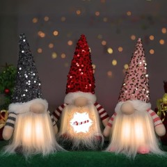 3-Piece Light-Up Christmas Gnome Decorations - 12" Tomte Plush Elf Figurines for Indoor Holiday Home Décor