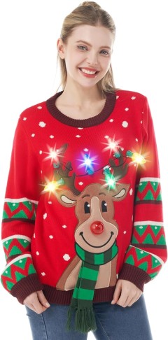 Light-Up Ugly Christmas Sweater for Women 2024