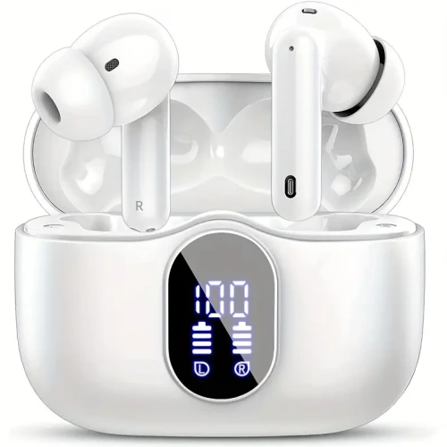 Wireless Earbuds, Wireless 5.3 Headset Bass Stereo, Earbuds with Noise Canceling Microphone LED Display