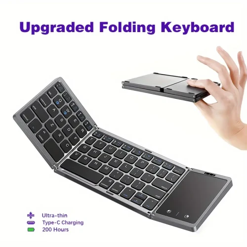 🖥️ Portable Thin Foldable Mini Wireless Keyboard with Touchpad – Perfect for Tablets & Smartphones! 📱