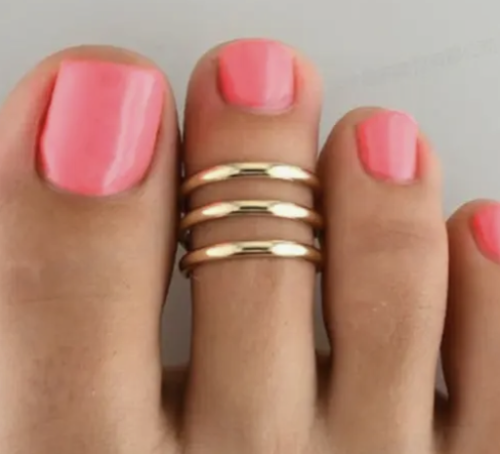 Gold Stacked Toe Ring