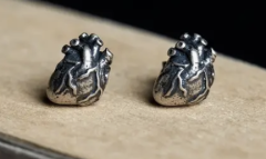 Realistic Silver Heart Earrings