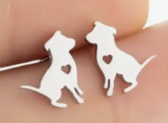 Silver Dog Earrings