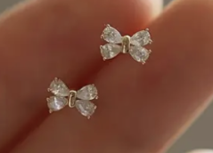 Small Golden Bow Tie Earrings