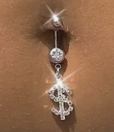 Dollar sign belly button ring