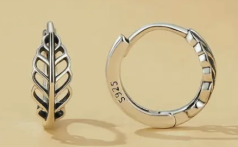 Silver Leaf Hoops