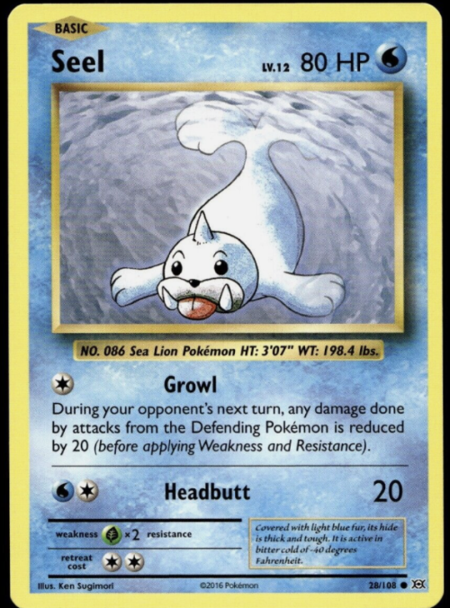 Seel Pokemon Card
