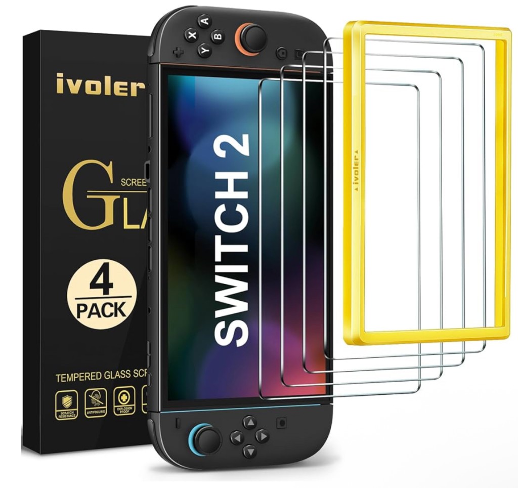4-Pack Tempered Glass Screen Protector for Nintendo Switch 2