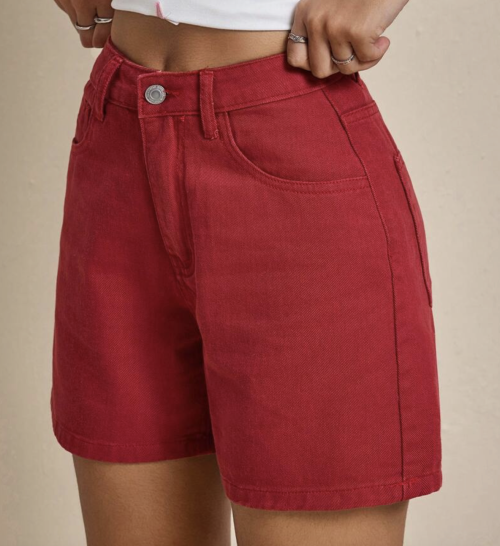 Red Denim Shorts
