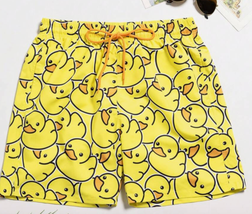 Yellow Duck Print Swim Shorts