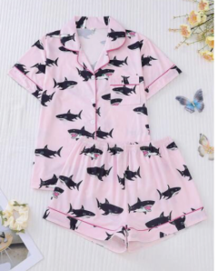 Shark Print 2-Piece Women’s Sleepwear Set