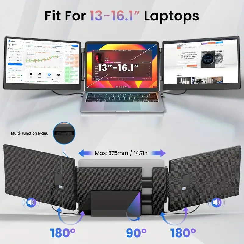 Monitor Extender – 1080P USB-A/Type-C Dual Screen for Windows, Mac, PS5