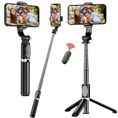 40-Inch Retractable Selfie Stick Tripod with Wireless Remote – 360° Rotation & Anti-Shake Stability