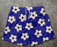 Blue Floral Print Shorts