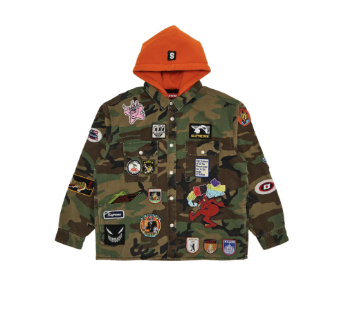 Supreme Patches Hooded Zip Up Shirt