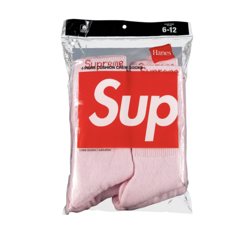 Supreme x Hanes Crew Socks (4 Pack) 'Pink'
