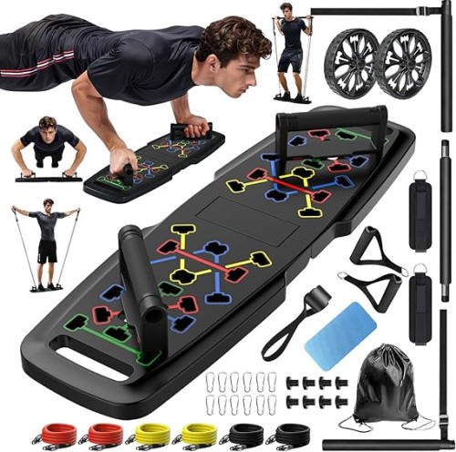 Push Up Board, Home Gym,Portable Exercise Equipment,Pilates Bar and 20 Fitness Accessories