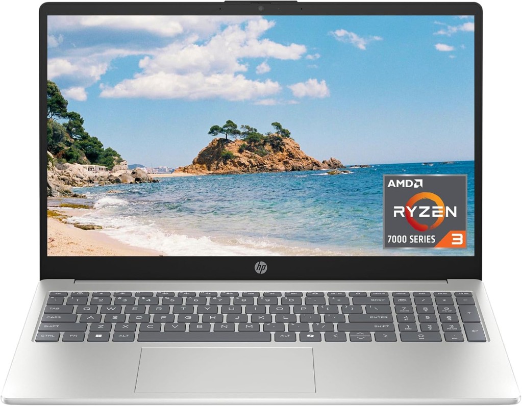 HP 15.6" HD Touchscreen Laptop, AMD Ryzen 3 7320U, 8GB RAM, 128GB SSD, Windows 11 (Natural Silver)