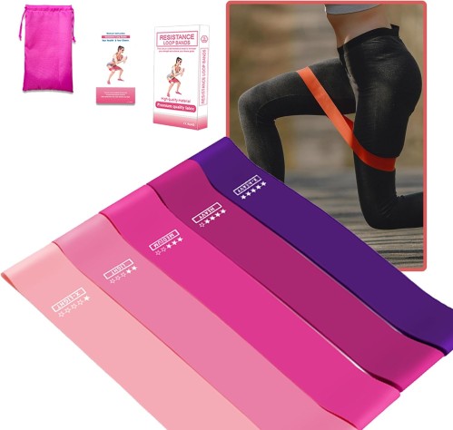 SportEase Resistance Bands Set – 5 Loop Bands for Legs, Glutes, and Physical Therapy – Durable Latex Exercise Bands with Carry Bag & Guide