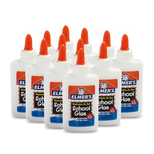 Elmer’s School Glue 12-Pack – Washable, Non-Toxic White Glue (4oz Each) | Slime, Crafts & Classroom Fun! 🧪🎨