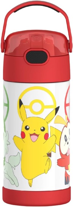 THERMOS FUNTAINER Pokémon Kids Water Bottle – 12oz Stainless Steel, Vacuum Insulated with Straw & Lid | Keeps Drinks Cold & Fun! ⚡️🧊