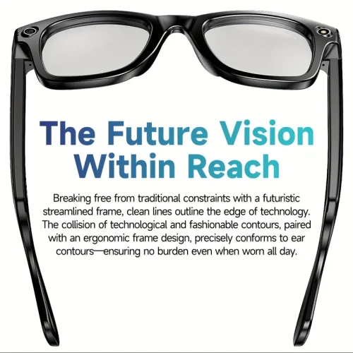 AI Smart Glasses with Real-Time Translation, Voice Assistant & 8MP HD Camera – Wireless, Magnetic USB-C Charging