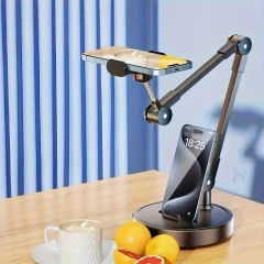 Adjustable Universal Metal Stand for Phone & Tablet – Multi-Angle Desktop Stand for Live Streaming, Vlogging, Video Recording, Online Courses, Selfies