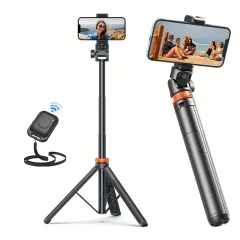 62" Solid Tripod for iPhone & Android – Phone Tripod with Wireless Remote, Upgraded Adjustable Stand & Travel-Friendly Design – Compatible with iPhone 15/14/13 and More